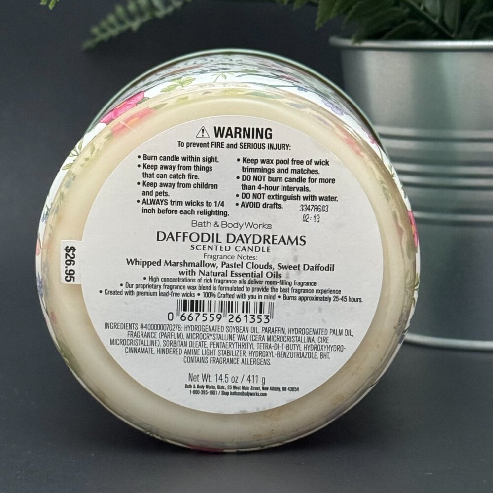 BBW Daffodil Daydreams Bath & Body Works 3 Wick Candle - Picture 9 of 10